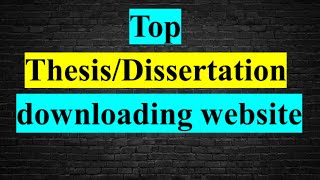 Best Websites to download PhD Dissertation Thesis  How to Find Thesis l How to Find Dissertation l [upl. by Montanez]