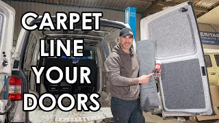 TRANSFORM YOUR DOORS How to carpet line a campervan door [upl. by Aratas]