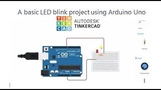 LED blink project in Tinkercad [upl. by Kevyn]