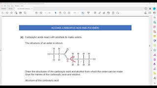 Exercise Alcohol Carboxylic Acid Polymerisation Question 13 to 20 Cambridge IGCSE Lesson 69c [upl. by Nalahs344]