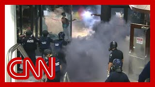 Violent George Floyd protests at CNN Center unfold live on TV [upl. by Iffar489]