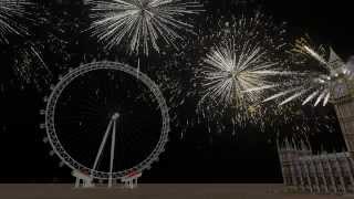 HD London Fireworks 20132014 Firsts  FWsim [upl. by Lishe771]