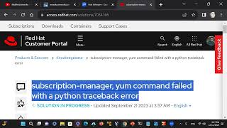 Fixed subscriptionmanager yum command failed with a python traceback error [upl. by Andrea]