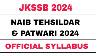 JKSSB 2024 NAIB TEHSILDAR amp PATWARI  EXPECTED SYLLABUS BY AAFAQ SIR [upl. by Gerri]