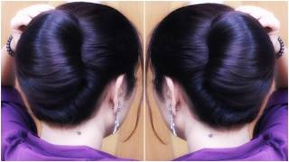 Hairstyle ✨ Quick Bun Hairstyle With Rubber Band  Beautiful Classic French Twist Hairstyle By Self [upl. by Chilcote540]