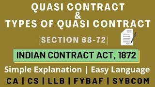 Quasi Contract  Section 6872  Indian Contract Act  Examples  Hindi Explanation [upl. by Alrac409]