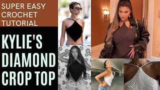 Crochet Kylie Jenners Diamond Top EASIEST BEGINNER TOP [upl. by Gherlein]