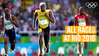 Rio 2016 🏃‍♂️ ALL Usain Bolt individual races 🥇🥇🥇 [upl. by Veta]