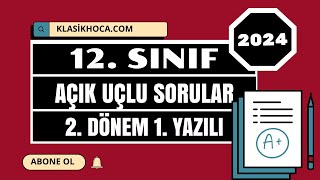 12 Sınıf Edebiyat 2 Dönem 1 Yazılı  Açık Uçlu Sorular  MEB Ortak Sınav  2024  cemalhocaile [upl. by Jez]