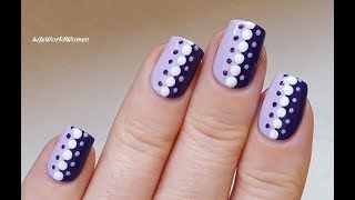 DOTTING TOOL NAIL ART 11  Easy Purple Dot Nails Idea [upl. by Nosremaj38]