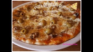 Pizza de jamón queso y champiñones [upl. by Killigrew]