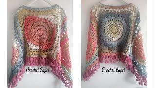 PONCHO BOHO A CROCHET [upl. by Euqimod647]