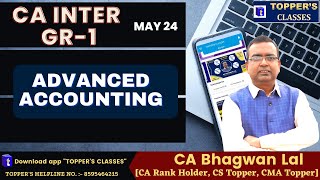 CA INTER Advanced Accounting Consolidated Financial Statements BY CA BHAGWAN LAL SIR [upl. by Anujra181]