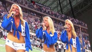 Dallas Cowboys Cheerleaders dancing and singing the National Anthem [upl. by Ardni]