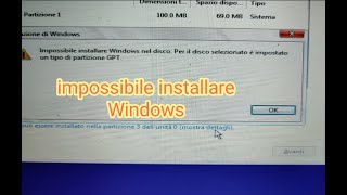 Impossibile installare Windows nel disco  Per il disco selezionato é impostato un partizione GPT [upl. by Nywloc964]