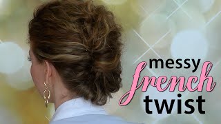 Quick Easy Messy French Twist for Curly Hair [upl. by Lock]