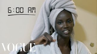 How Top Model Anok Yai Gets Runway Ready  Diary of a Model  Vogue [upl. by Arretnahs]