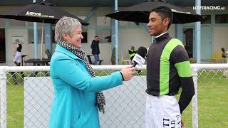 Kim Clapperton With New Apprentice Jockey Rihaan Goyaram [upl. by Yrtua530]