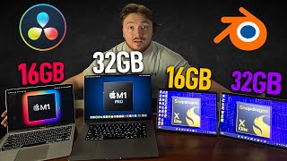 Snapdragon X Elite 16gb vs 32gb vs 16gb macbook air vs 32gb Macbook Pro [upl. by Nosna678]