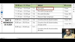 2024 KPSEA TIMETABLE FOR GRADE 6 SIX [upl. by Levison90]