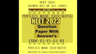 NEET 2023 ORIGINAL PAPER WITH ANSWER KEY CODE E1  F1  G1  H1 RIBBON SHAPED CHLOROPLAST  3 [upl. by Goodwin]