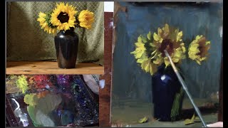 Painting Sunflowers  Oil Painting Demonstration [upl. by Lamar]