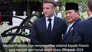 Presiden Terpilih Prabowo Subianto Bertemu Presiden Macron dan Beri Selamat Jd Tuan Rumah Olimpiade [upl. by Lecrad]