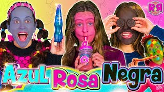 24 horas comiendo comida AZUL ROSA NEGRA 🤢 Probando comida por colores 🍭 ¡Pasa algo muy DIVERTIDO [upl. by Aleinad]