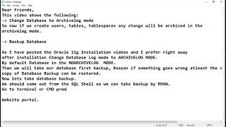 Change Database To Archivelog Mode And Backup Database [upl. by Haliehs]