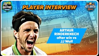 🎾Arthur Rinderknech after win vs JJ Wolf  ATP Atlanta Open 2024 [upl. by Ahsimin]