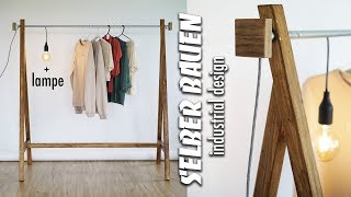 KLEIDERSTANGE SELBER BAUEN aus Rohren  DIY Garderobe mit industrial Lampe  EASY ALEX [upl. by Ecar]