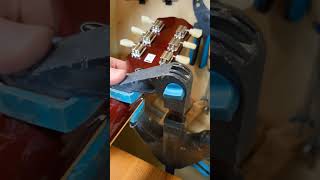 Headstock repair to an Epiphone guitar luthier guitarrepair guitar luthiery [upl. by Nillad]