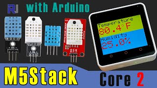 Measure Temperature and Humidity using M5Stack Core 2 with DHT11 and DHT22  Robojax [upl. by Lenes736]