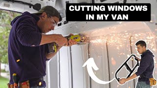 Cutting Windows in my Tiny Home  FORD TRANSIT conversion [upl. by Earazed258]