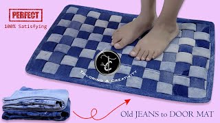 Door mat  Old jeans reuse ideas  पुरानी जीन्स से बनायें खूबसूरत सा door mat [upl. by Refinej]