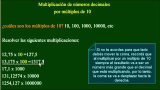 Multiplicación mental de números decimales por 10 100 1000 10000 100000 etc [upl. by Eilra]