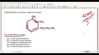 UNISINOSRS Considere o seguinte composto Sua nomenclatura correta éA12etil3propilbenz [upl. by Lirva]