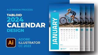 2024 Tabloid Wall Calendar design in Adobe illustrator CC 2023 [upl. by Nnylrahc497]