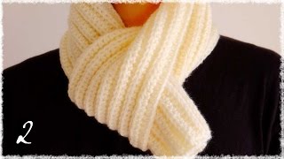 マフラーの編み方（２）糸の始末 diy ribbed crochet scarf [upl. by Ylahtan]