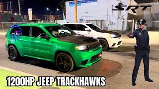 1200HP TRACKHAWKS RACE amp I GOT ARRESTED😱 caught on camera [upl. by Ahsille]