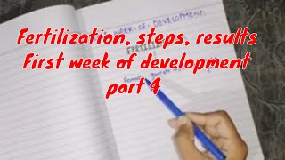 Fertilization steps results part 1 First week of development part 4 embryology [upl. by Rehotsirk]