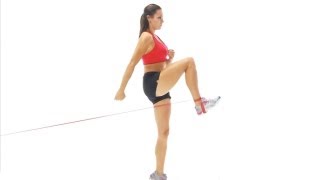 Hip flexor exercise  hip flexion with band [upl. by Terraj]