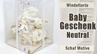 Windeltorte neutral 1103  DIY BabyGeschenk zur Geburt Babyparty  Diaper Cake Baby Shower Gift [upl. by Hafeenah]