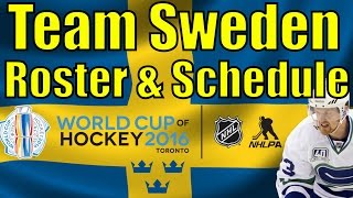 2016 World Cup of Hockey  Team Sweden Official Roster Line Projections amp Schedule [upl. by Yelsiap]