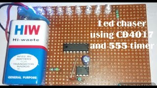 How to make 9v led chaser using CD4017ampNE555 timer ic [upl. by Darcey]