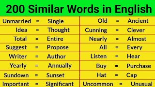 200 Similar Words  Similar Words in English  Vocabulary  Synonyms Words [upl. by Tod]