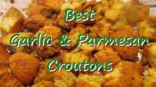 Easy GARLIC PARMESAN Soup Salad CROUTONS Recipe [upl. by Zea]