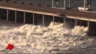 Raw Video Aerial View of La Spillway Opening [upl. by Zacharie]