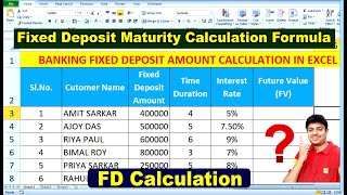 Fixed Deposit Maturity Calculation Formula in Excel  FD Calculation in excel  fv formula [upl. by Clerk687]