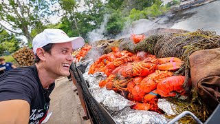 New England HUGE CLAMBAKE 298 Lobsters Clams Corn on Cabbage Island [upl. by Trev]